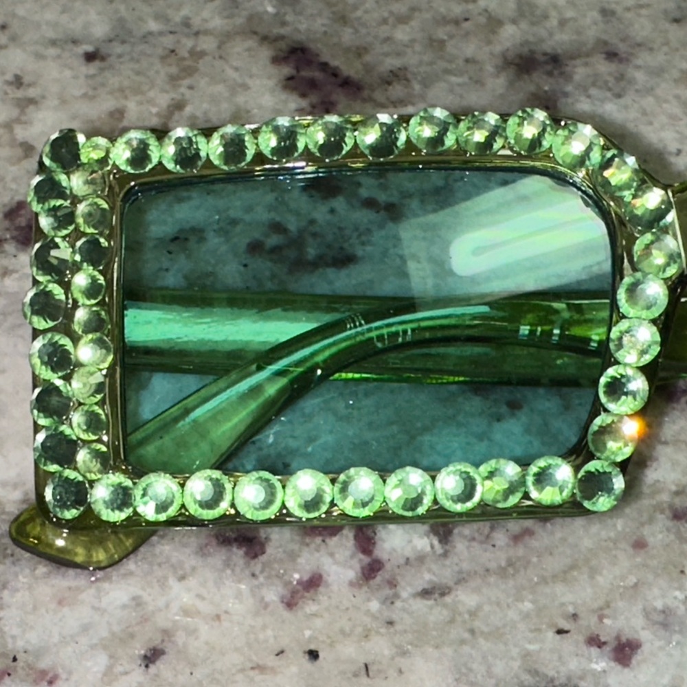 Green Rhinestone Sunglasses - Picture 3 of 3